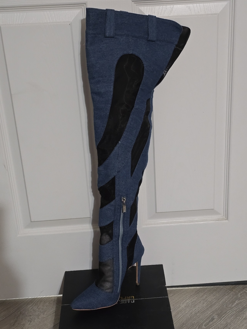 Cape Robbin Blue and Black Over-the-Knee Stiletto Boot